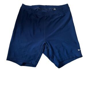 NIKE Dri Fit Navy Stretch Stretch Mid Rise Workout Short L